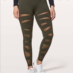 Olive Green Lululemon Tech Mesh Wunderunder leggings